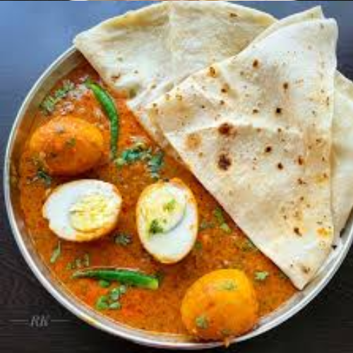 Roti with egg curry