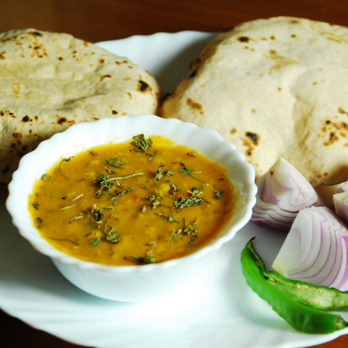 Roti with daal tadka
